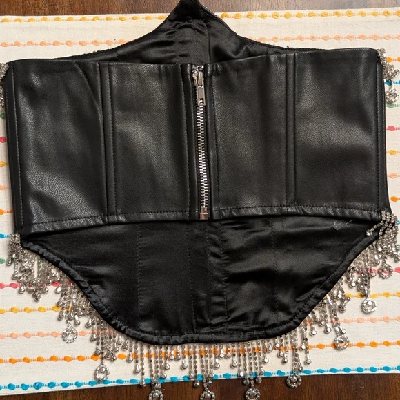Nightclub Sexy Akira Underbust Corset With Elegant Jewel Fringe. Zip Back Size M - Picture 2 of 5